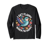 I Get Flappy When I'm Happy Cute Autism Awareness Bird Manche Longue