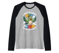 I Get Flappy When I'm Happy Cute Autism Awareness Bird Manche Raglan