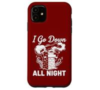 I Go Down All Night Santa in A Chimney Funny Christmas Humour Coque pour iPhone 11