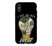 I Got an Idea Let's Go Outside Vintage Hiking Outdoors Lover Coque pour iPhone X/XS