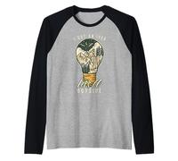 I Got an Idea Let's Go Outside Vintage Hiking Outdoors Lover Manche Raglan