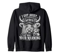 I Got Quiet That Was Your Warning Highland Cow Funny Sweat à Capuche
