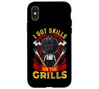 I Got Skills on The Grills Funny Retro Grilling BBQ Vintage Coque pour iPhone X/XS