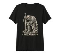 I Hate Mondays Medieval Knight Funny Work Humour T-Shirt Haut de Gamme