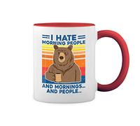 I Hate Morning People And Mornings And People Blanc tasse à café avec Red Rim et poignée Mug