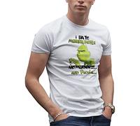 I Hate Morning People and Mornings and People Grinch and Coffee Lover T-Shirt Blanc pour Les Hommes Size S