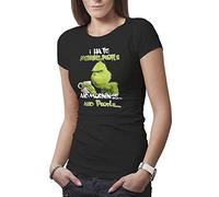 I Hate Morning People and Mornings and People Grinch and Coffee Lover T-Shirt Femme Noir Size XXL
