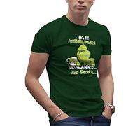 I Hate Morning People and Mornings and People Grinch and Coffee Lover T-Shirt Vert Militaire pour Homme Size XL