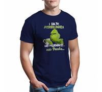 I Hate Morning People and Mornings and People Grinch T-Shirt Bleu Marine pour Les Hommes