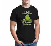 I Hate Morning People and Mornings and People Grinch T-Shirt col Rond pour Homme