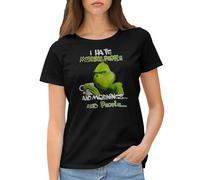 I Hate Morning People and Mornings and People Grinch T-Shirt Femme Noir Size L