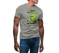 I Hate Morning People and Mornings and People Grinch T-Shirt Gris pour Homme Size S