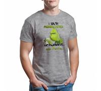 I Hate Morning People and Mornings and People Grinch T-Shirt Gris pour Les Hommes
