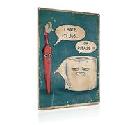 « I Hate My Job Oh Please » Panneaux drôles de salle de bain, panneaux en métal vintage pour la maison, salle de bain, toilettes, décoration murale, cadeau, 20 x 30 cm (25113)