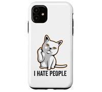 I Hate People Flipping Off Cat Giving The Finger Ew People Coque pour iPhone 11