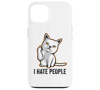 I Hate People Flipping Off Cat Giving The Finger Ew People Coque pour iPhone 13