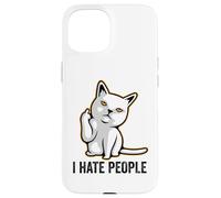 I Hate People Flipping Off Cat Giving The Finger Ew People Coque pour iPhone 15