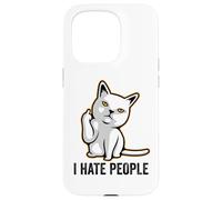 I Hate People Flipping Off Cat Giving The Finger Ew People Coque pour iPhone 15 Pro