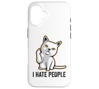 I Hate People Flipping Off Cat Giving The Finger Ew People Coque pour iPhone 16