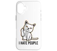 I Hate People Flipping Off Cat Giving The Finger Ew People Coque pour iPhone 16 Plus