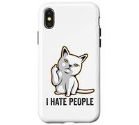 I Hate People Flipping Off Cat Giving The Finger Ew People Coque pour iPhone X/XS