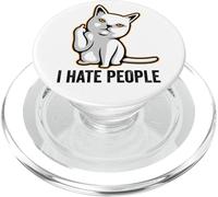 I Hate People Flipping Off Cat Giving The Finger Ew People PopSockets PopGrip pour MagSafe