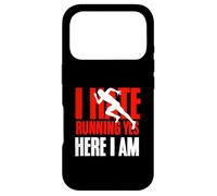 I Hate Running Yet Here I Am Funny Running Citation Sport Coque pour iPhone 17 Pro