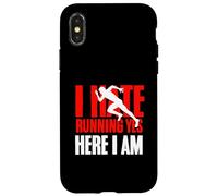 I Hate Running Yet Here I Am Funny Running Citation Sport Coque pour iPhone X/XS