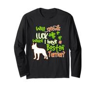 I Have A Boston Terrier Dog Lucky Shamrock St Patricks Manche Longue