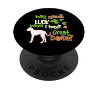 I Have A Great Dane Dog Lucky Charm Shamrock St Patricks Day PopSockets PopGrip Adhésif