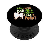 I Have A Papillon Dog Lucky Charm Shamrock St Patricks Day PopSockets PopGrip Adhésif