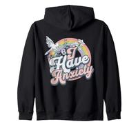 I Have Anxiety Floral Dove Retro Rainbow Citation Sweat à Capuche