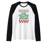 I Have Everything I Want for Christmas Funny Couples Pajamas Manche Raglan
