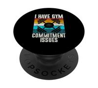 I Have Gym Commitment Issues Haltères d'entraînement rétro PopSockets PopGrip Adhésif