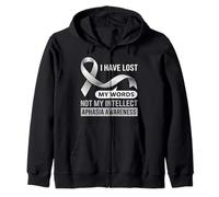 I have lost my words, not my intellect, aphasia grey ribbon Sweat à Capuche
