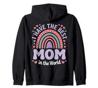 I Have The Best Mom in The World Arc en Ciel Pastel Maman Sweat à Capuche