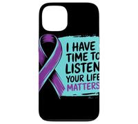 I Have Time to Listen Your Life Matters Ruban Violet Coque pour iPhone 13