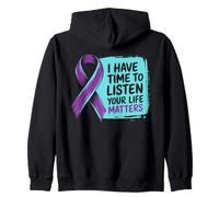 I Have Time to Listen Your Life Matters Ruban Violet Sweat à Capuche
