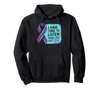 I Have Time to Listen Your Life Matters Ruban Violet Sweat à Capuche