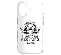 I Have to Say Weird Stuff Or I'll Die Frog Drinking Coffee Coque pour iPhone 17