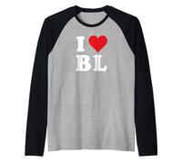 I Heart BL Initials I Love B.L. Prénom et nom de Famille B L Manche Raglan