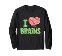 I Heart Brains Zombie Halloween Anatomie Science Lover Manche Longue