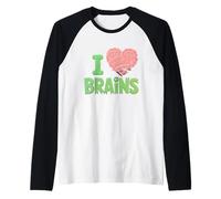I Heart Brains Zombie Halloween Anatomie Science Lover Manche Raglan