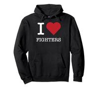 I Heart Fighters, I Love Fighters Sweat à Capuche, Unisexe pour Adultes, Noir, L