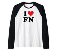 I Heart FN Initials I Love F.N. First and Last Name F N Manche Raglan