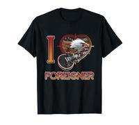 I Heart Foreigner Bald Eagle American Flag Retro Rack Band T-Shirt