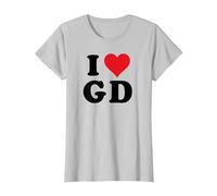 I Heart GD Initials I Love G.D. Prénom et nom de Famille G D T-Shirt, Femme, Argent, S