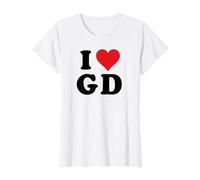 I Heart GD Initials I Love G.D. Prénom et nom de Famille G D T-Shirt, Femme, Blanc, S