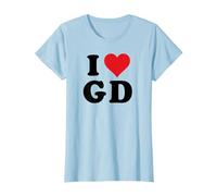 I Heart GD Initials I Love G.D. Prénom et nom de Famille G D T-Shirt, Femme, Bleu Céleste, S