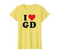 I Heart GD Initials I Love G.D. Prénom et nom de Famille G D T-Shirt, Femme, Citron, S